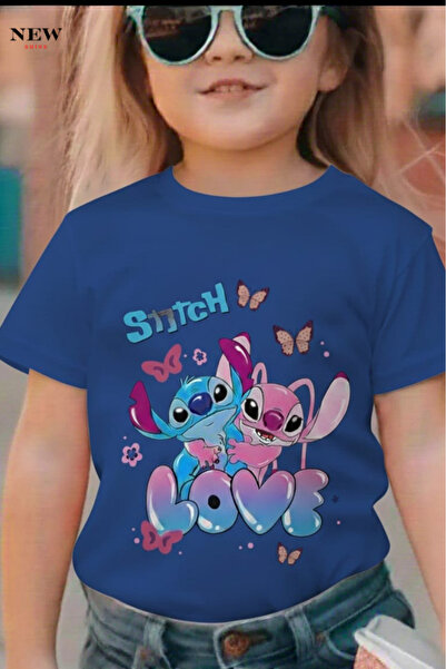 New Shine تي شيرت مطبوع عليه ستيتش للأطفال من الجنسين