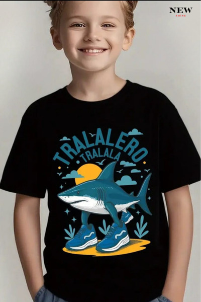 New Shine تي شيرت للأطفال مطبوع عليه سمكة للجنسين