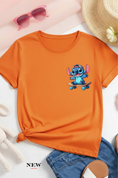 New Shine تي شيرت مطبوع عليه ستيتش للأطفال من الجنسين