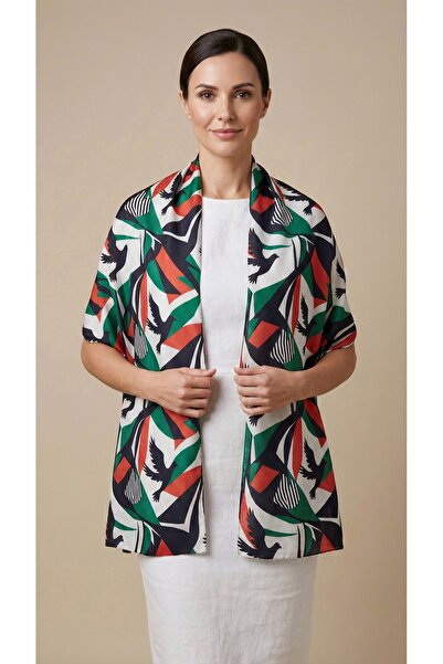 SerraSerra Vegan Silk Cupro Filistin Desenli Fular 45x190cm