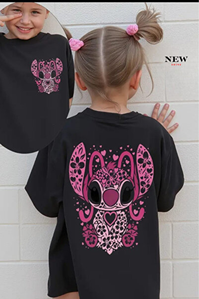 New Shine تي شيرت مطبوع عليه ستيتش للأطفال من الجنسين