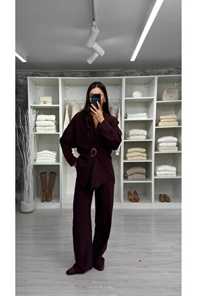 LUUNA STORE طقم بروش ألكسيا بتفاصيل مفصلة - لون أرجواني