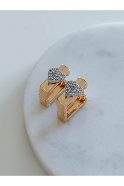 CHARMLUCKY Stone Heart Square Earrings