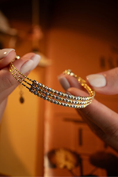 Silvano Jewelry 925 Ayar Gümüş Dorika Toplu Altın Model Kelepçe