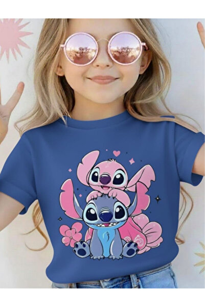 New Shine تي شيرت مطبوع عليه ستيتش للأطفال من الجنسين