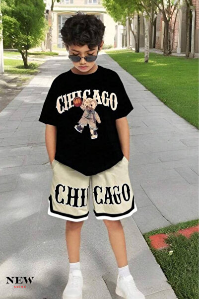 New Shine تي شيرت للأطفال مطبوع عليه شيكاغو أيي للجنسين