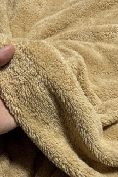 HCAtölye Ahşap Atölyesi Çift Yüzlü Camel açık kahve Welsoft Peluş Kumaş 180 Cm En