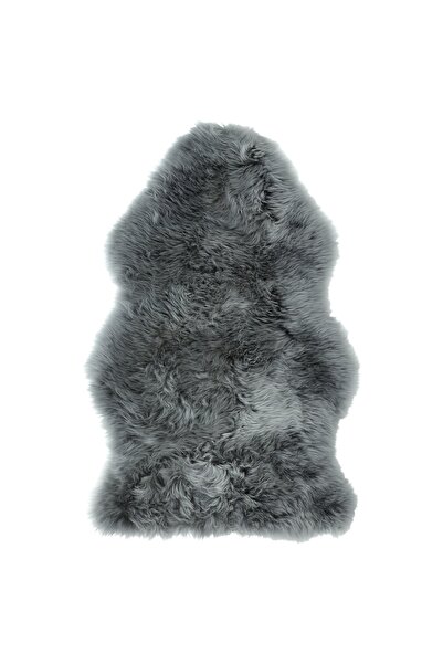 DavidaHome Covor, blana naturala, oaie, moale, gri inchis, 85 x 55 cm