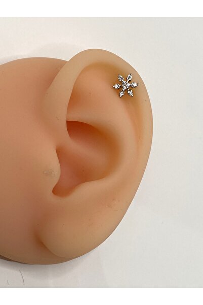 kurukafagift Çelik Taşlı Kar Tanesi Piercing 8 mm