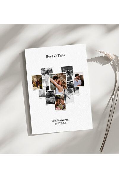 Rosaart Kişiye Özel 10 Fotoğraflı Kalp Kolajlı Çerçevesiz Poster | Sevgiliye ...