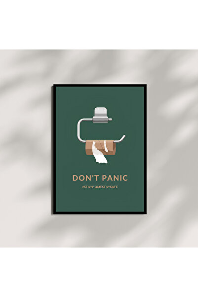 Kracket Dont Panic Stay Home Banyo Çerçeveli Poster Tablo Dekorasyon Hediyelik