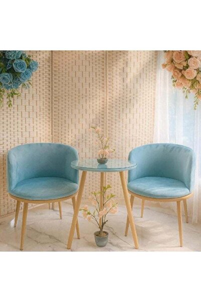 AZOZ MERCHLY 3-Piece Classic Round Table With 2 Chairs Set 59x70cm