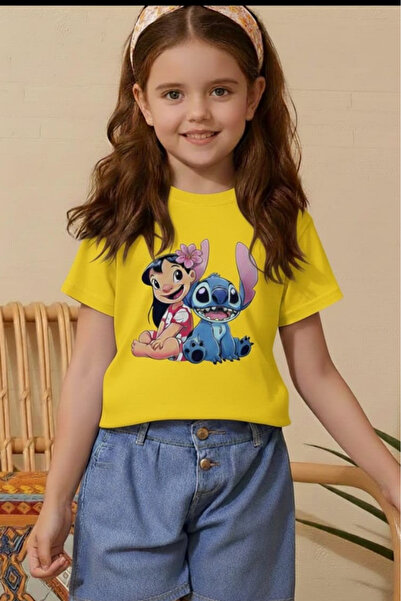 New Shine تي شيرت مطبوع عليه ستيتش للأطفال من الجنسين