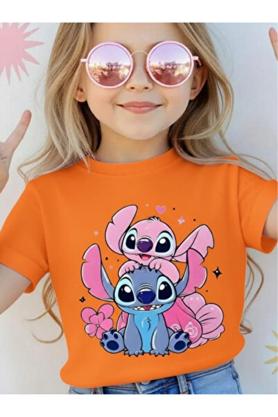 New Shine تي شيرت مطبوع عليه ستيتش للأطفال من الجنسين