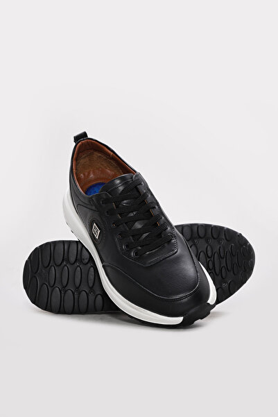 Ayakkabıhane Inside and Outside Genuine Leather Black Eva Men's Sports Sneake...
