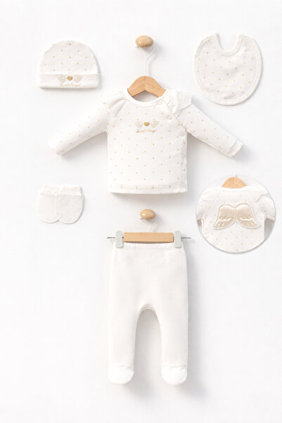 Laria Melek Kanatlı Beşli Kız Bebek Hastane Çıkış Zıbın Seti - Minicayzen