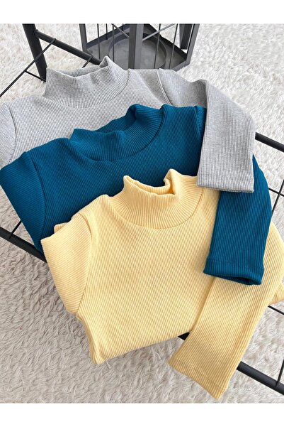 BAHNUR Baby Children Corded Fabric Ribana Unisex Fishneck Bluz