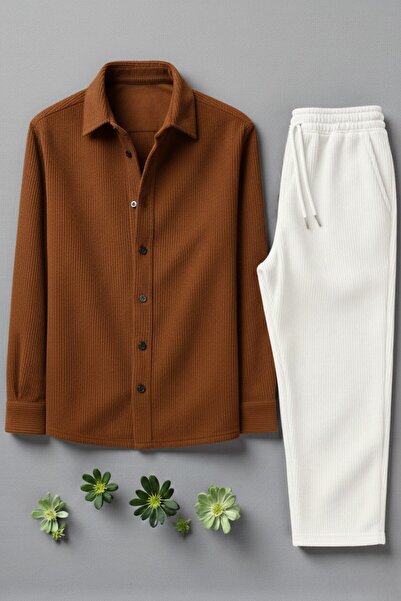 Gameyal Men's Corded Fabric Shirt & Sweatpants Set – Comfortable Fit Stylish ...