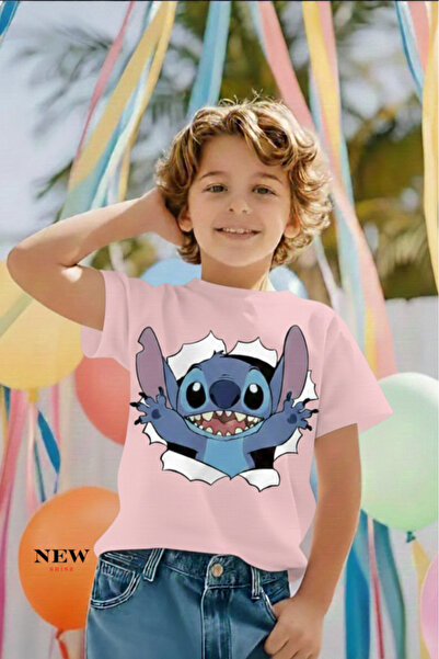 New Shine Imprimeu Stitch Unisex Copii tricou