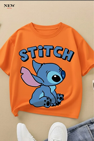 New Shine تي شيرت مطبوع عليه ستيتش للأطفال من الجنسين