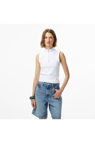 Calvin Klein Woven Label Kadın Beyaz T-Shirt