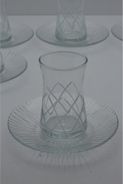 CAM 12 PARÇA ÇAY SETİ ÇİZGİ DESENLİ