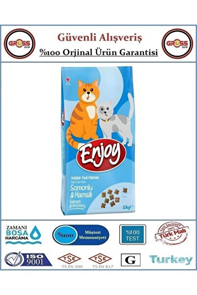 Enjoy Somonlu ve Hamsili Yetişkin Kedi Maması - 10KG