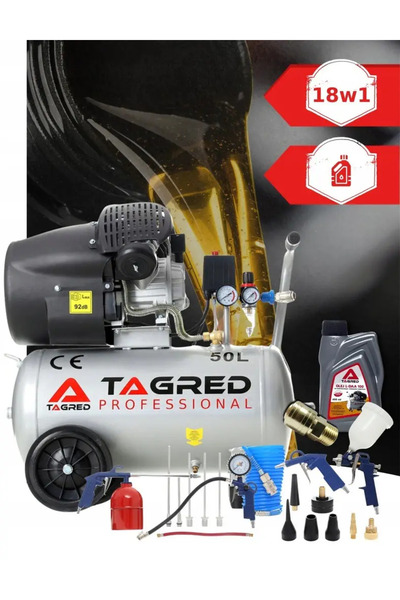 Tagred Professional Compresor de aer 50L cu set 18 în 1 inclus, 10 bar, 4,7 C...