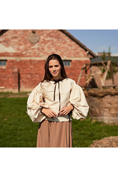 Nuvola slow fashion Blouse with puff sleeves and bows