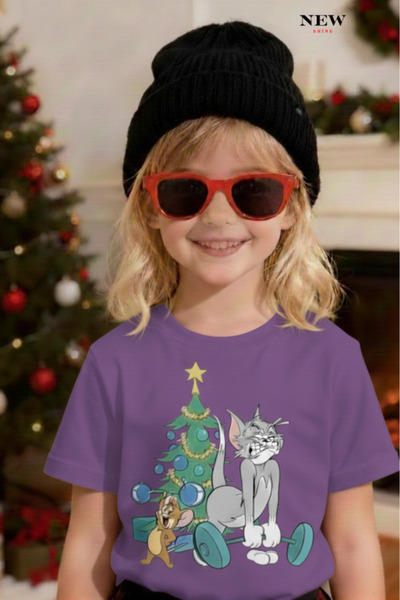 New Shine تي شيرت للأطفال مطبوع عليه توم وجيري للجنسين