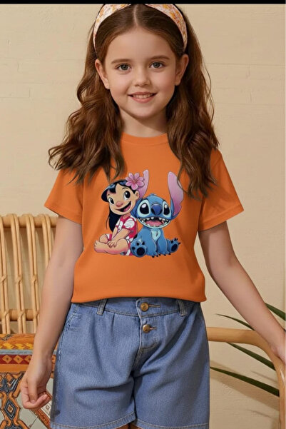 New Shine تي شيرت مطبوع عليه ستيتش للأطفال من الجنسين