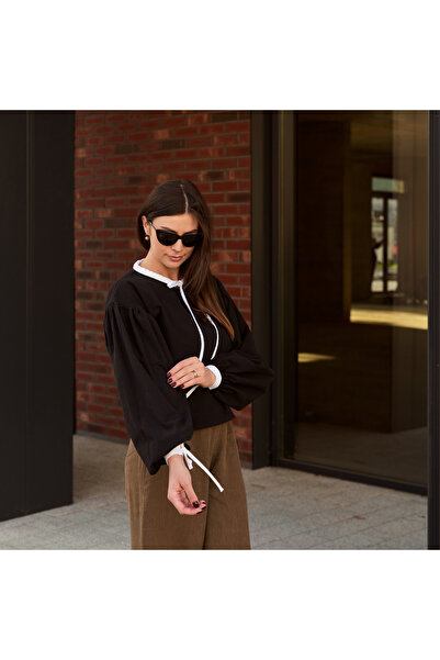 Nuvola slow fashion Blouse with puff sleeves and bows