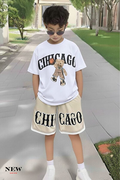 New Shine تي شيرت للأطفال مطبوع عليه شيكاغو أيي للجنسين