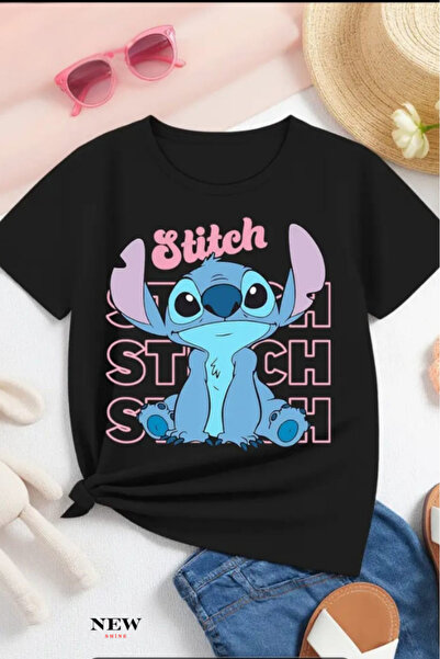 New Shine تي شيرت مطبوع عليه ستيتش للأطفال من الجنسين