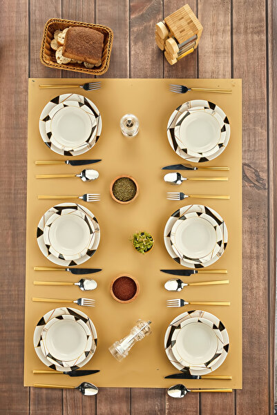 ers erbaşlar Mozaik Mermer 12 Parça 6 Kişilik Yemek Takımı Seti