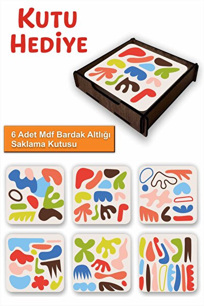 UNT 6-Piece Mdf Coasters with Storage Box – Decorative Mediterranean Breeze P...