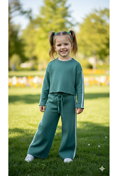 ADA YILDIZ KİDS Set de tricotaje pentru fete, cu detaliu cu dungi verzi la pa...