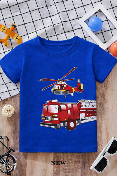 New Shine Παιδικό μπλουζάκι unisex με στάμπα πυροσβεστικού αυτοκινήτου