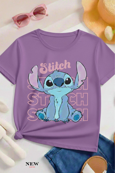 New Shine تي شيرت مطبوع عليه ستيتش للأطفال من الجنسين