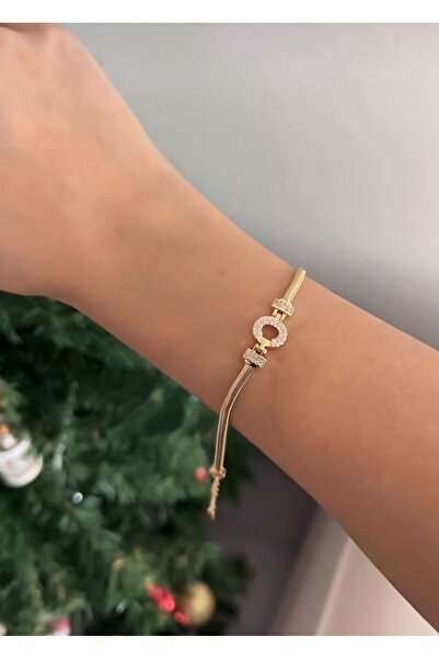 SCS ACCESSORİES 14K Çelik Üzeri Altın Kaplama Kuyumcu İşçiliği Harf Bileklik