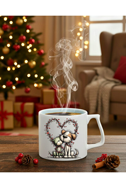 Finka Dekor Gift for a Lover: Heart-Frame Design Cat and Dog Mug