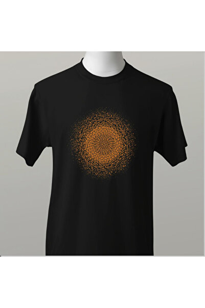 TİMİSİVA Unisex Oversize Printed Cotton Crew Neck Short Sleeve Black T-Shirt