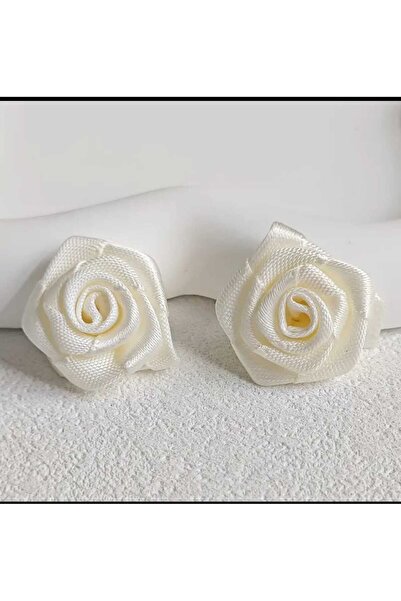 Esram Butik 50 Pieces of Satin Ecru Roses - Bundle of Decorative Materials fo...