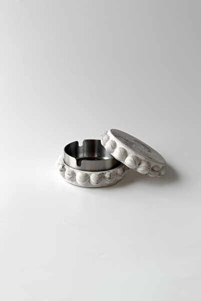 sin istanbul Steel Ashtray with Bubble Lid Marble Pattern