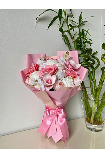 Çiçek Pembe Beyaz Yapay Buket Özel Gün Buketi Sevgililer Günü Hediyesi Doğum ...