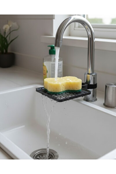 Lisinya Faucet Sponge Holder with Drip Tray Countertop Organizer -