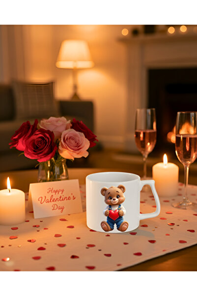 Finka Dekor Cute Teddy Bear Holding a Heart, Gift for Your Lover, Printed Mug