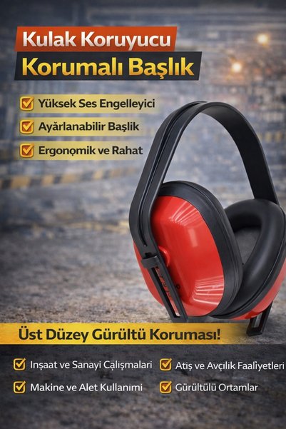 ery iş güvenliği ekipmanları Kulak Koruyucu Başlık – Yüksek Gürültü Engelleyici İş Güvenliği Kulaklığı (Poligon & Sanayi Tipi)