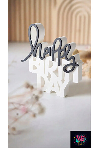 WLS studio Happy Birthday Yazılı Dekoratif Doğum Günü Yazısı & Masa Üstü Şık ...