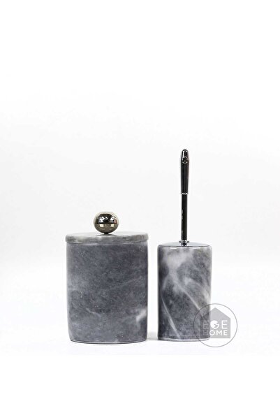 ege gross Dekoratif Gri Mermer Banyo Seti 2 Li Gümüş Aksesuarlı Tasarım Set\M...